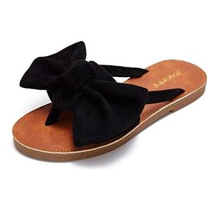 FISACE Womens Slip On Flip Flops Ring Toe Strappy Summer Gladiator Flat Sandals, Size 9 1/2