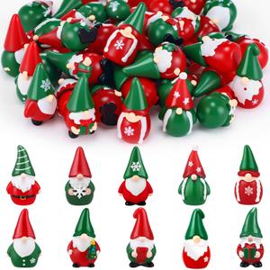 Yalikop 50 Pcs Christmas Mini Gnomes Figurines Ornaments Miniature Resin Gnomes for Table Centerpieces Xmas Tree Home Party Supplies Patio Garden Ornament to Hide Stocking Stuffers