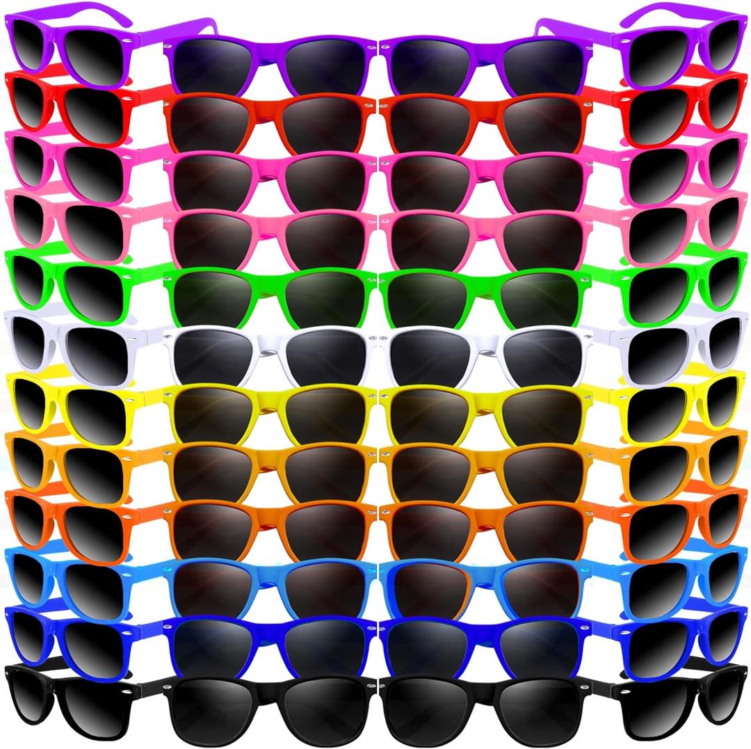 48 Pack Kids Neon Sunglasses Party Favors Bulk, 12 Colors Neon Party Sunglasses Colorful Novelty Sunglasses Cool Sun Glasses for Classroom Prize, Goody Bag Filler, Birthday Party Age 3-8