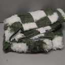 KICMOR Area Rugs for Bedroom Living Room, 4x6 Soft Fluffy Olive Green and White Checkered Shag Rug Fuzzy Shaggy Plush Bedside Carpet, Non-Slip Indoor Floor Rug for Boys Girls Room Nursery Home Decor