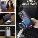 Wallet Case for iPhone 16 Pro Max Compatible with Magsafe, 2-in-1 PU Leather Flip RFID Blocking Card Holder Stand Shockproof Magnetic Detachable Cover for iPhone 16 Pro Max, Fashion Purple