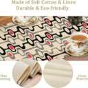 Mid Century Table Runner, Retro Design of Organic Oval Shapes and Stripes Print Table Runner for Kitchen Dining Room Wedding Party Decor, Black Red 13x60 Inch (W13"x L60")