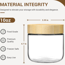 NETANY 3-pack 10oz Glass jars with Airtight Lids, Overnight Oats Containers with Bamboo Lids, Wide mouth Mason Salad jars, Glass Food Storage Containers for Snacks Yogurt Spice Sugar