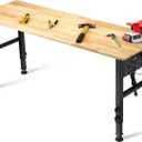 60" Heavy-Duty Adjustable Workbench for Workshop Office Garage Home, Hardwood Workstation, Heavy Duty 2000 LBS Load for Adjustable Foot Pads