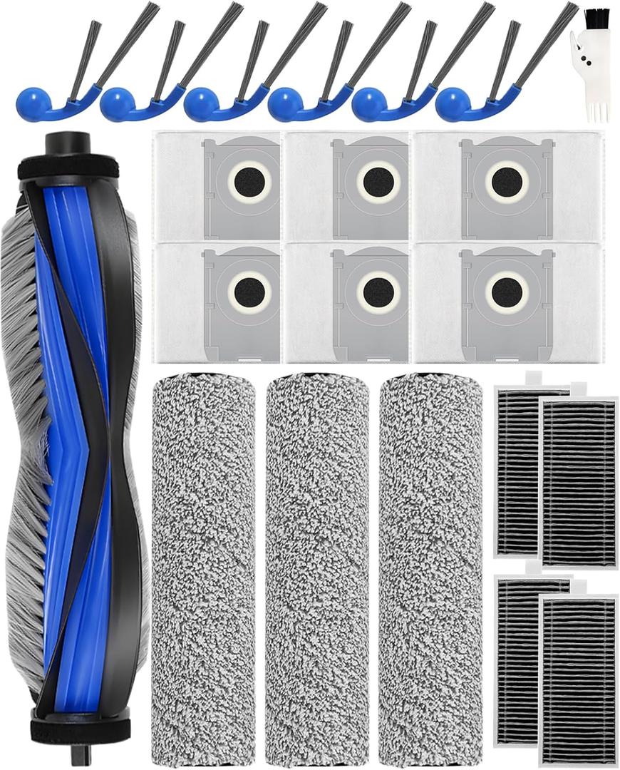 T80 Omni Replacement Parts Compatible with ECOVACS DEEBOT T80 OMNI/Yeedi M14 Plus Robot Vacuum - 21 Pcs T80 Omni Accessories Kit:1 Main Brush, 3 Roller Mops, 4 Filters, 6 Dust Bags(No for T80S OMNI)