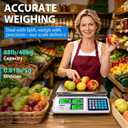 Price Computing Scale 88lb/40kg Commercial Food Scale with Change Function, Dual LCD Displays, Rechargeable Battery for Farmers Markets, Deli, Meat, Produce, Retail