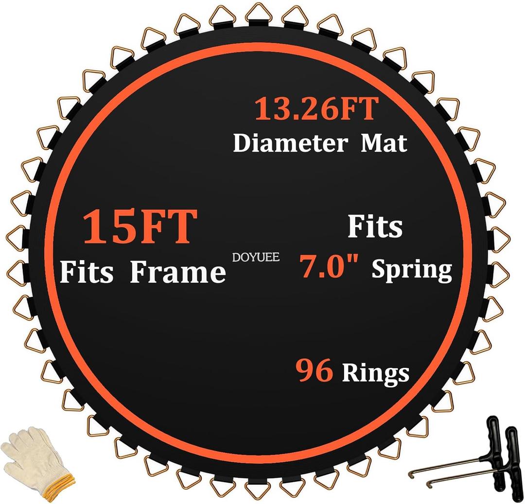 Trampoline Mat Replacement-13.26ft Diameter Mat with 96 Rings- Fits 15ft Trampoline Frame use 7.0" Springs,Spring & Frame not Included