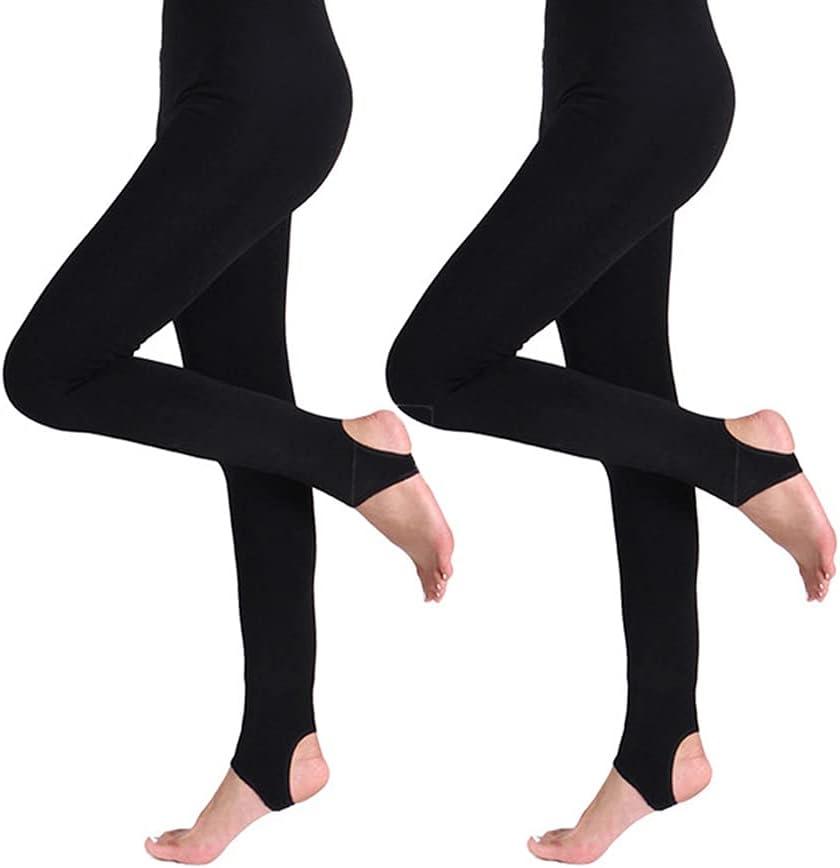 Blostirno Women's Fleece Lined Tights Thermal Pantyhose Leggings Opaque Winter Warm Thick Stockings Tights (Medium-Large, Stirrup Black 2-pack)