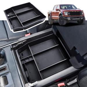 RUNROAD Center Console Organizer Tray Compatible with 2021 2022 2023 2024 Ford F150 Accessories, Armrest Storage Box Organizer For F150 (40/Console/40 Front-Seats and Full C with Bucket Seats ONLY)