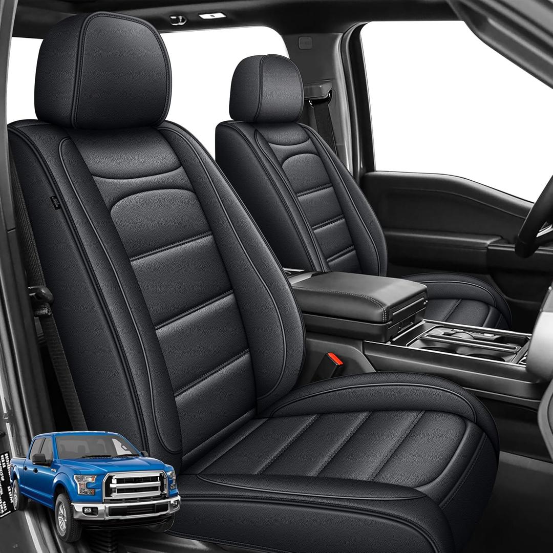 Seat Covers Fit for Ford F150 : 2009-2024 2025 - F250/F350/F450 2017-2024 2025 Pick-up Truck Full Set Car Seat Covers (Black, 5 Seats) (Full Set Seat covers, 017# Blackline)