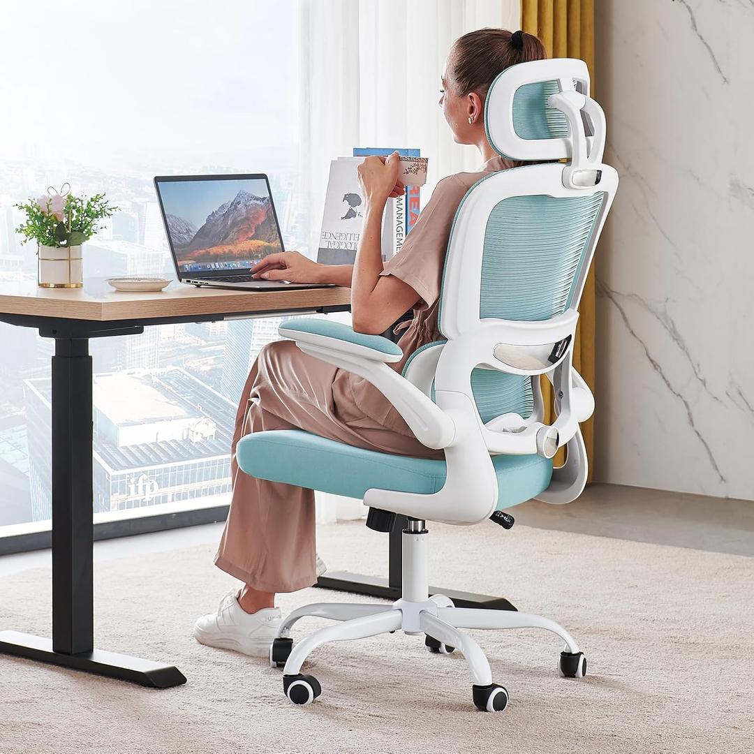 TRALT Office Chair Ergonomic Desk Chair, 330 LBS Home Mesh Office Desk Chairs with Wheels, Comfortable Gaming Chairs (Blue), Pack of 1