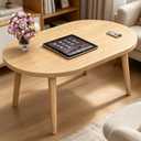 23.6" Small Coffee Table for Small Space, Mini Low Oval Coffee Table, 23.6" x 15.8" x 16.3"