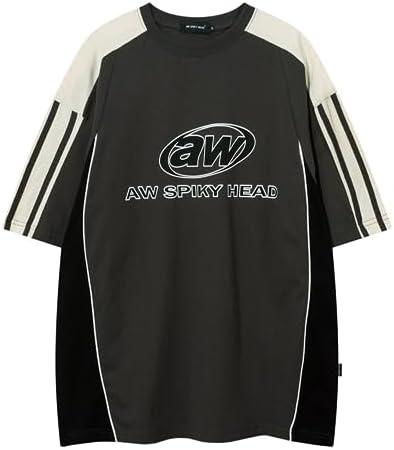 Mens Oversize Graphic Raglan T Shirt Vintage Letter Print Speedway Racing Tees Casual Unisex Streetwear Tops Size L