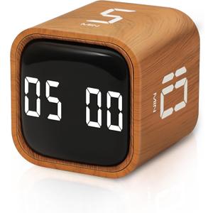 VEWINGL Cube Productivity Timer, 5/10/30/60 Min Presets + Custom Countdown, Silent/Vibrate/Sound Alarm, Pause & Resume, Desk Timer for Work, Study, Tasks, Kitchen (Ripple)