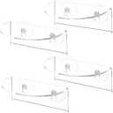 Suwimut 4 Pack Window Plant Floating Shelf, Suction Cup Shelf for Fish Tank, Acrylic Ledge Plants Holder Window Sill Extender for Indoor Plants, Micro Greens, Succulents, Herb Pots (Semicircular)