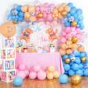 Bear Baby Gender Reveal Party Decorations - 272pcs Pink Blue Balloon Arch Garland Kit, 4pcs Balloons Box With Letters, Backdrop, Gender Reveal Confetti Balloon for Boy or Girl Party Supplies