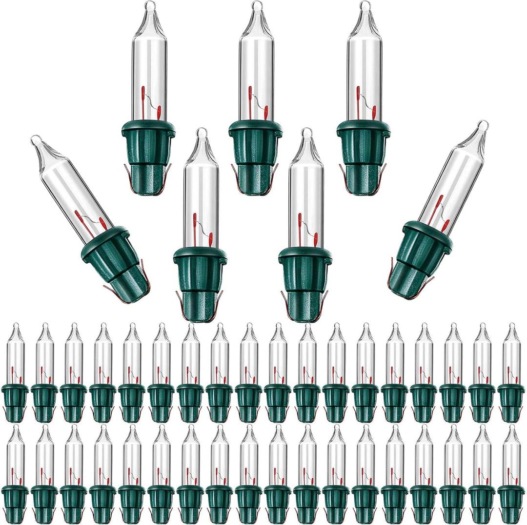 Mudder 200 Pieces 2.5v Replacement Winter Light Bulbs 50/100/150/200 Count Mini Incandescent Wire String Light Replacement Bulbs for Decoration Gifts(Green Base with Warm White)