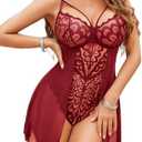 Avidlove Lingerie For Women Womens Lace Bodysuit Teddy Babydoll Chemise Sexy Nighty Mesh Sleepwear, M