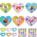 36 Sets Valentine's Day Heart Craft, Valentine's Day Photo Frame and Stickers, DIY Valentines Day Heart Picture Frame Craft Kit for Home Class Party Art Activity