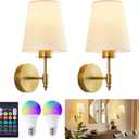 Wall Sconces Set of 2, Wireless Wall Light with Dimmable Detachable Bulbs and Remote, Rechargeable Sconce Wall Decor for Bedroom Living Room Hallway