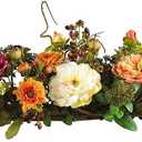 Nearly Natural 4665 Mixed Mini Peony Centerpiece Silk Flower Arrangement,10"D x 34"W x 6.5"H