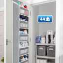 JARLINK Over The Door Organizer Storage, 5 Shelf Hanging Door Organizer with 5 Large Capacity Pockets, Anti Tilt 44 lb Load Behind Door Storage for Bedroom, Bathroom, Pantry, Nursery, (Grey)