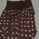 Women Y2k Polka Dot Mesh Asymmetrical Off Shoulder Crop Tank Tops Open Back Tie Patchwork Ribbed Sleeveless Shirt (Medium, Brown)