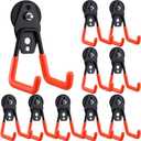 Landhoow 10 Pcs Large Magnetic Hooks Heavy Duty Garage Magnet Hooks Strong Storage Utility Magnetic Hangers with Anti Slip Rubber Coating for Indoor and Outdoor Hanging (Orange)