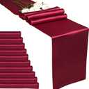 10-Pack Burgundy Satin Table Runner 12 x 108 inches Long Premium Silk and Smooth Fabric Table Runner for Wedding, Decorations for Birthday Parties, Banquets, Graduations, Engagements