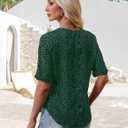 Short Sleeve Blouses for Women Leopard Print Summer Top Dressy Casual Business 3/4 Sleeve Cold Shoulder Chiffon Shirts (Green, XS)