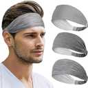Beister Sports Headbands for Men & Women (3 Pack), Moisture Wicking Sweatbands, Elastic Non Slip Sweat Bands, Athletic Workout Wide Hair Bands for Running, Cycling, Basketball