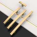 Amerdeco 10 Pack Bronze Cabinet Pulls - 3 Inch(76mm) Hole Center Hardware Kitchen Cabinet Handles for Bathroom and Dresser - Gold Finish ZH0003