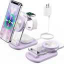 3 in 1 Magnetic Wireless Charging Station for Apple Devices, Fast Foldable Travel Mag-Safe Charger Stand with Night Light for iPhone 17 16 15 14 13 12 Series, Apple Watch/AirPods Pro, PU