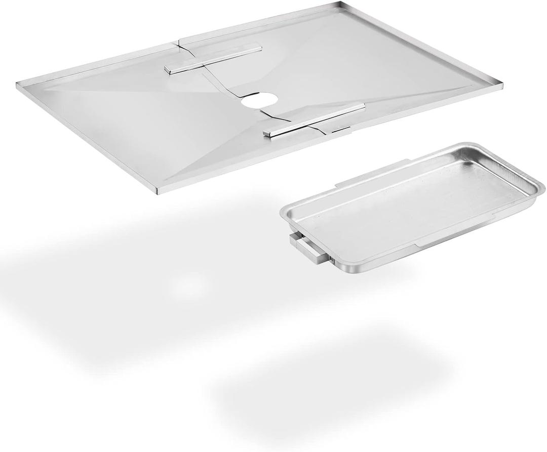 Charbrofire GD4215S Drip Pan Grill Replacement Parts for Master Forge Grease Tray HW01366A-05-10-00 Adjustable Drip Tray with Catch Pan Assembly 1 Pack