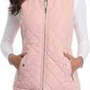 Fuinloth Women's Lightweight Warm Puffer Quilted Vest - 4-Pockets Stand Collar Zip Gilet, Fall Winter Outerwear (X-Large)