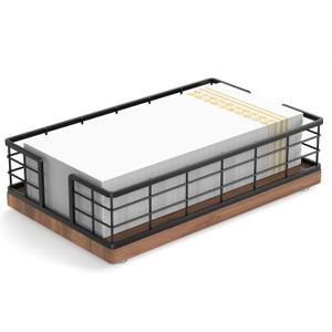 Wican Guest Towel Holder Tray for Bathroom, Oak and Iron Napkins Holder for Powder Room Dinning Table Wooden Basket for Disposable Paper Hand Towels Black & Walnut (9.06 x 5.51 x 2.56 inchs)