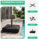JEAREY 15ft Large Patio Umbrella with Base, Outdoor Rectangle Umbrella Double-Sided Market Umbrella with Stand for Pool, Deck, Backyard and Garden, Navy