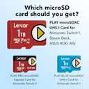 Lexar 512GB PLAY micro SD Card, UHS-I, C10, U3, V30, A2, Full HD, 4K, Up to 205/140 MB/s microSDXC Memory Card, Expanded Storage for Nintendo-Switch 1, Gaming, Smartphones, Tablets (LMSPLAY512G-BNSNU)