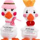 2 Pack Positive Crochet Animals with Encouraging Messages, Cute Emotional Crochet Goose Easter Basket Stuffers, Inspirational Mother's Day Galentines Birthday Graduation Gift for Women