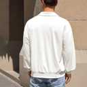 Yousify Men's Long Sleeve Polo Shirts Quarter Zip Casual Lightweight Cotton Pullover Top (X-Large, White)