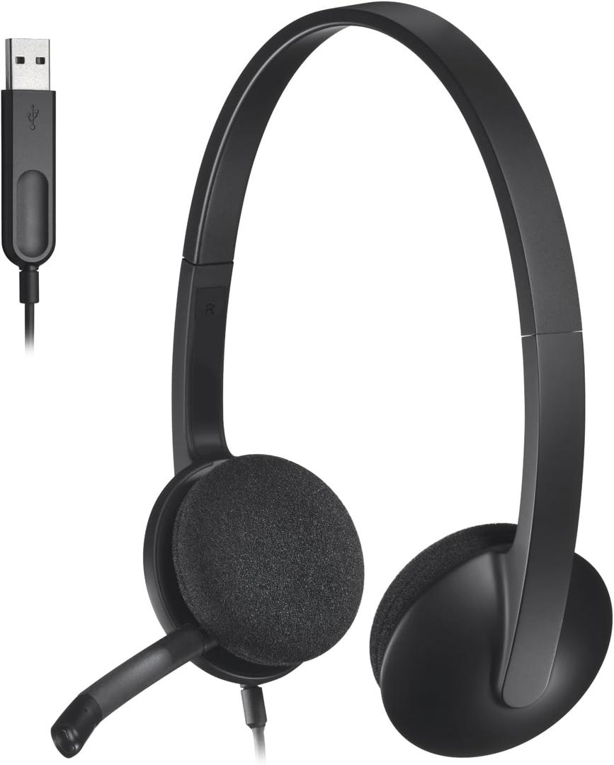 Logitech USB Headset H340, Stereo, USB Headset for Windows and Mac - Black ((Pack of 1))