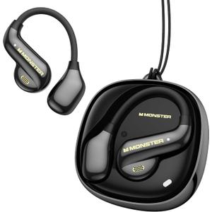 Monster Open Ear AC390 Headphones, Bluetooth 6.0 Earbuds with Stereo Sound, Wireless Headphones 24H Playtime, IPX5 Waterproof, Rotating Charging Case with Lanyard, Ultra-Light Open Ear Earbuds