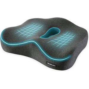 Memory Foam Seat Chair Cushion for Relieves Back Sciatica Pain, Tailbone Pain, Coccyx Degeneration Disc Orthopedic Osteoarthritis, Prostate Cushion, Low Back Pain Cushion, Hip Shaping (Dark Gray) 