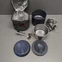 Vingud Electric Lunch Box for Adults, 1.2L/41oz, 100W Fast Heated Lunch Box, 12V/24V/110V Portable Food Heater for Car/Office Work with 304 Stainless Steel Container, Blue Gray