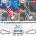 Flag Pole for House, REERON 6 FT Stainless Steel Spinning Flagpole Kit, 1" Rustproof Porch Flagpole with 360 Tangle Free Metal Flagpole Ring for Residential Outdoor Sport for 3x5 Flag, Without Holder