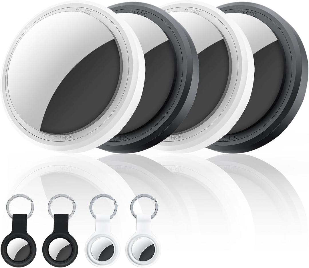 4-Pack Tracker Tags Compatible with Apple Find My (iOS Only) Bluetooth Tracker, Smart Keys Finder and Item Locator with Waterproof Case for Wallet Luggage Pet Backpack 2B2W