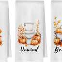 Fall Pumpkin Hand Towels for Bathroom 16x24 Inch, Fall Pumpkin Bathroom Decor, Relax Unwind Breath Autumn Decorative Hand Towels for Bath Room Washroom Set of 3