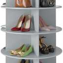 SpaceAid 8 Tier Rotating Shoe Rack Tower, Spinning Shoe Display Lazy Susan, Revolving 360 Shoe Rack Storage Round Carousel, Vertical Handbag Rotate Shoes Closet Organization (8-Tier Gray) (8 Tier (23.2"W x 71.9"H), Grey)