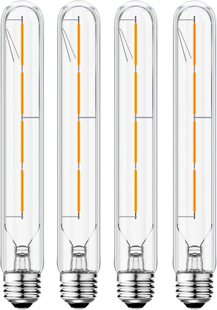E26 LED Tubular Bulbs,Soft White 3000K,T10 Dimmable LED Bulb,8.9in Tube Edison Light Bulbs 4W Dimmable Tube Vintage Led Bulbs 40 Watt Equivalent,E26 Medium Base Lamp (4-Pack)