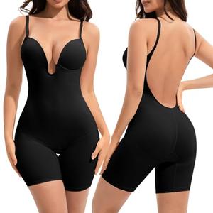 Slimers Backless Shapewear Tummy Control: Low Back Plunge Shapewear Bodysuit - Built-In Bra Body shaper For Woman.L